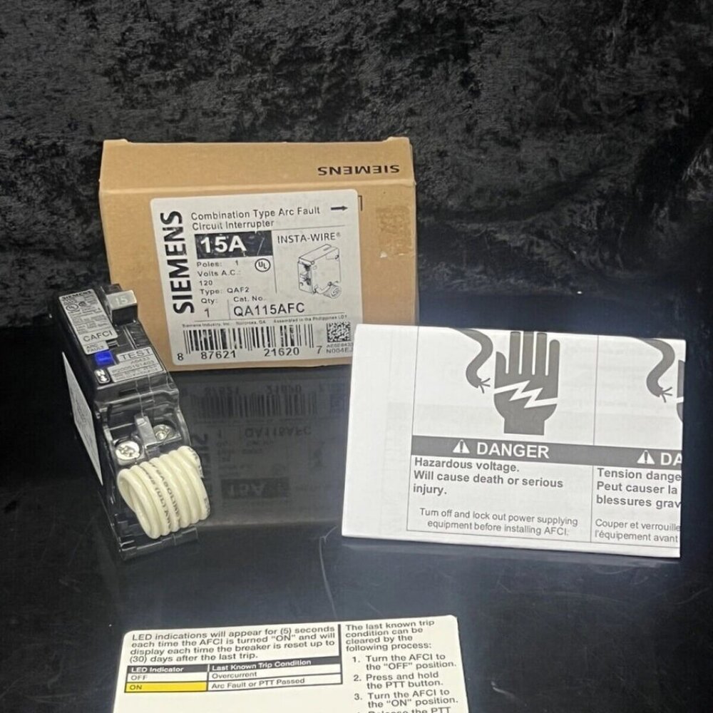 QA115AFC SIEMENS 1POLE 15AMP 120V COMBINATION TYPE ARC FAULT CIRCUIT BREAKER NEW